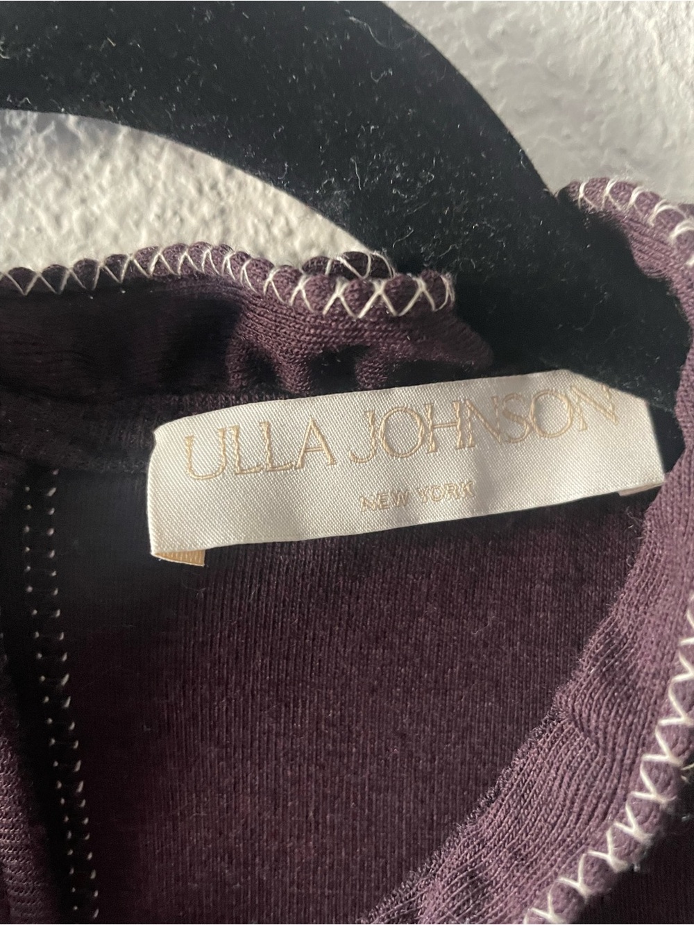 Ulla Johnson Plum Ruffle-Trim Long Sleeve 100% Wool Top - Picture 3 of 7